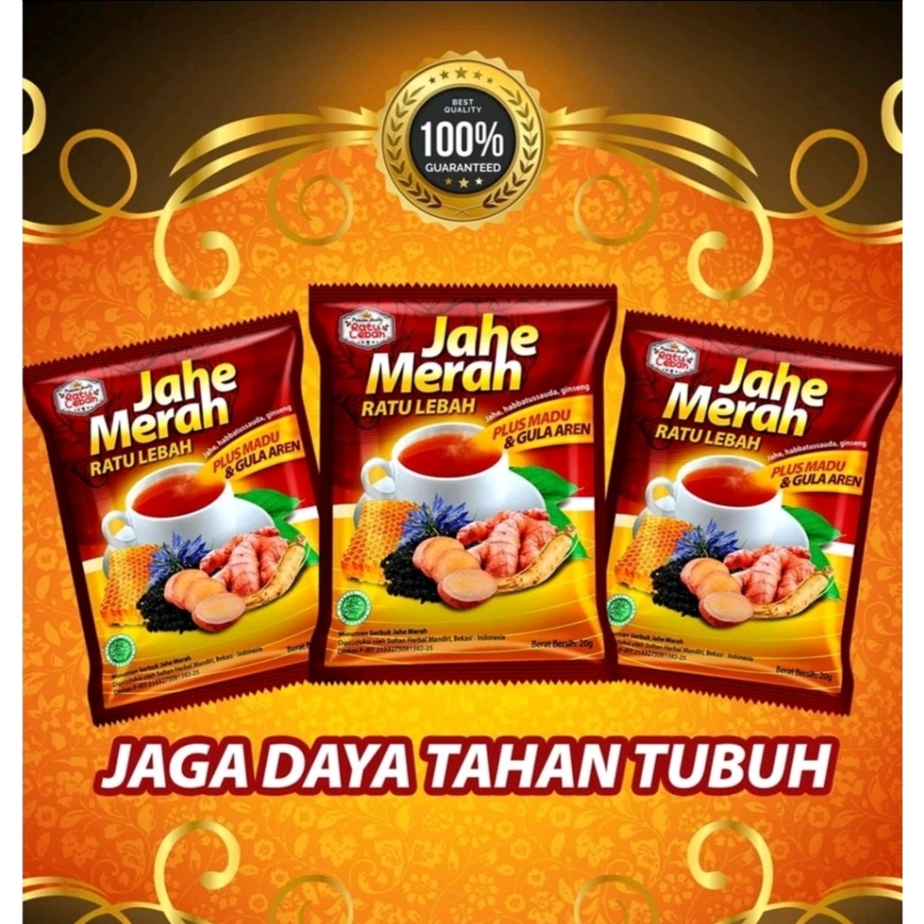 

Jahe Merah Super Ratu Lebah Plus Gula Aren Madu Sambiloto 1 Renceng Lusin