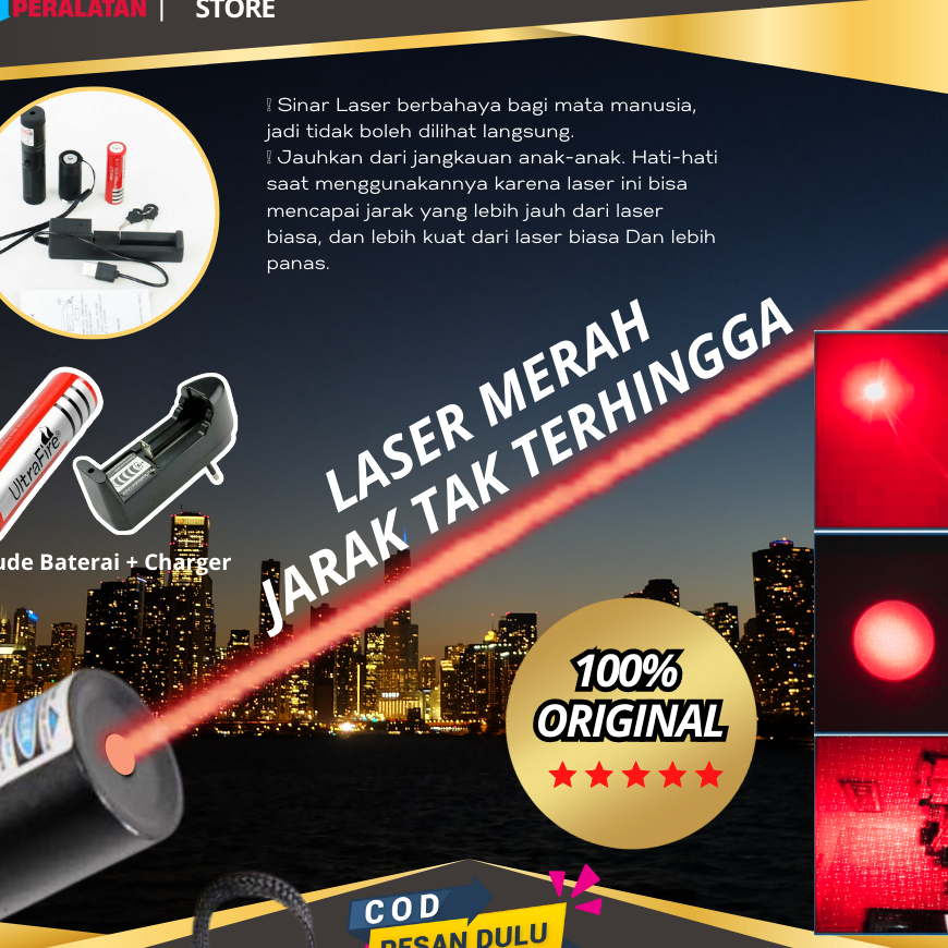 PRODUK TREND Laser Leser Merah Red Laser Pointer Jarak Jauh 303 Baterai Charge ORIGINAL Laser Pointe