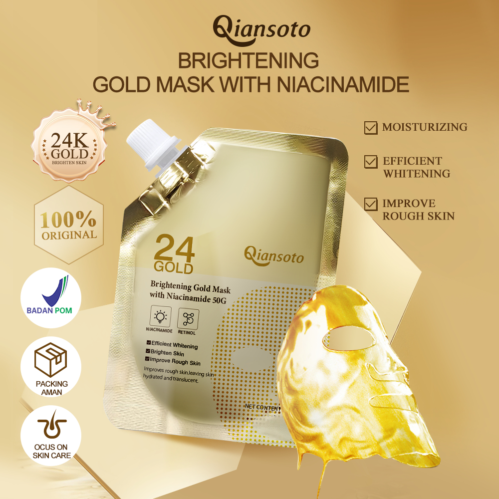 [Original BPOM] Aomoli Qiansoto Brightening Gold Mask with Niacinamide 50g - Masker wajah peel off p