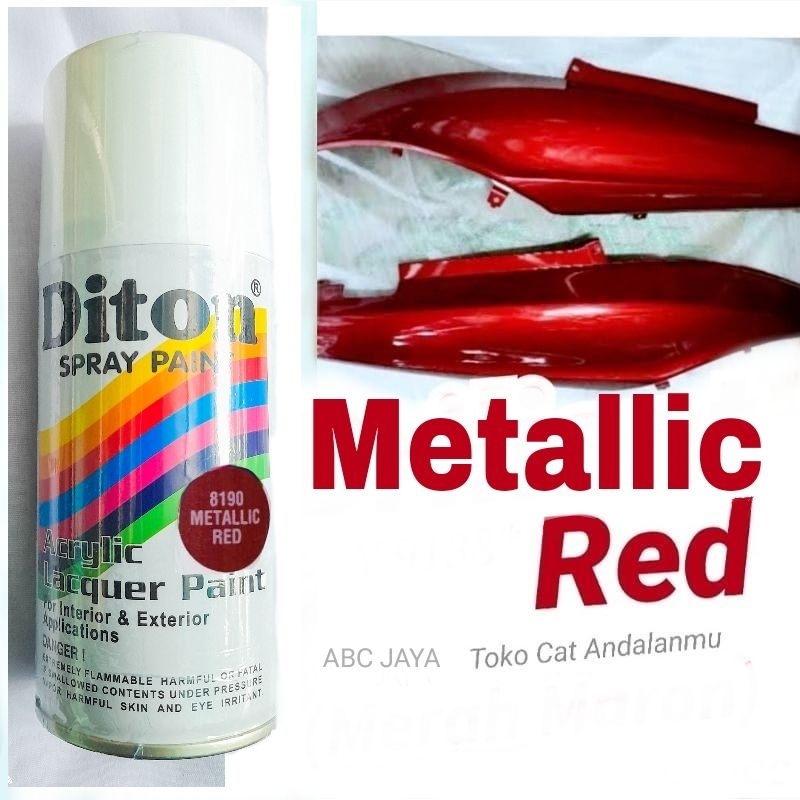 Cat Pilok Diton Spray Paint 8190 Metallic Red 300ml Merah Tua Metalik Merah Maroon Marun Pylox Aeros