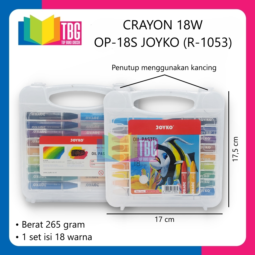 

1 SET CRAYON 18W OP-18S JOYKO KRAYON OIL PASTEL 18 WARNA (R-1053)