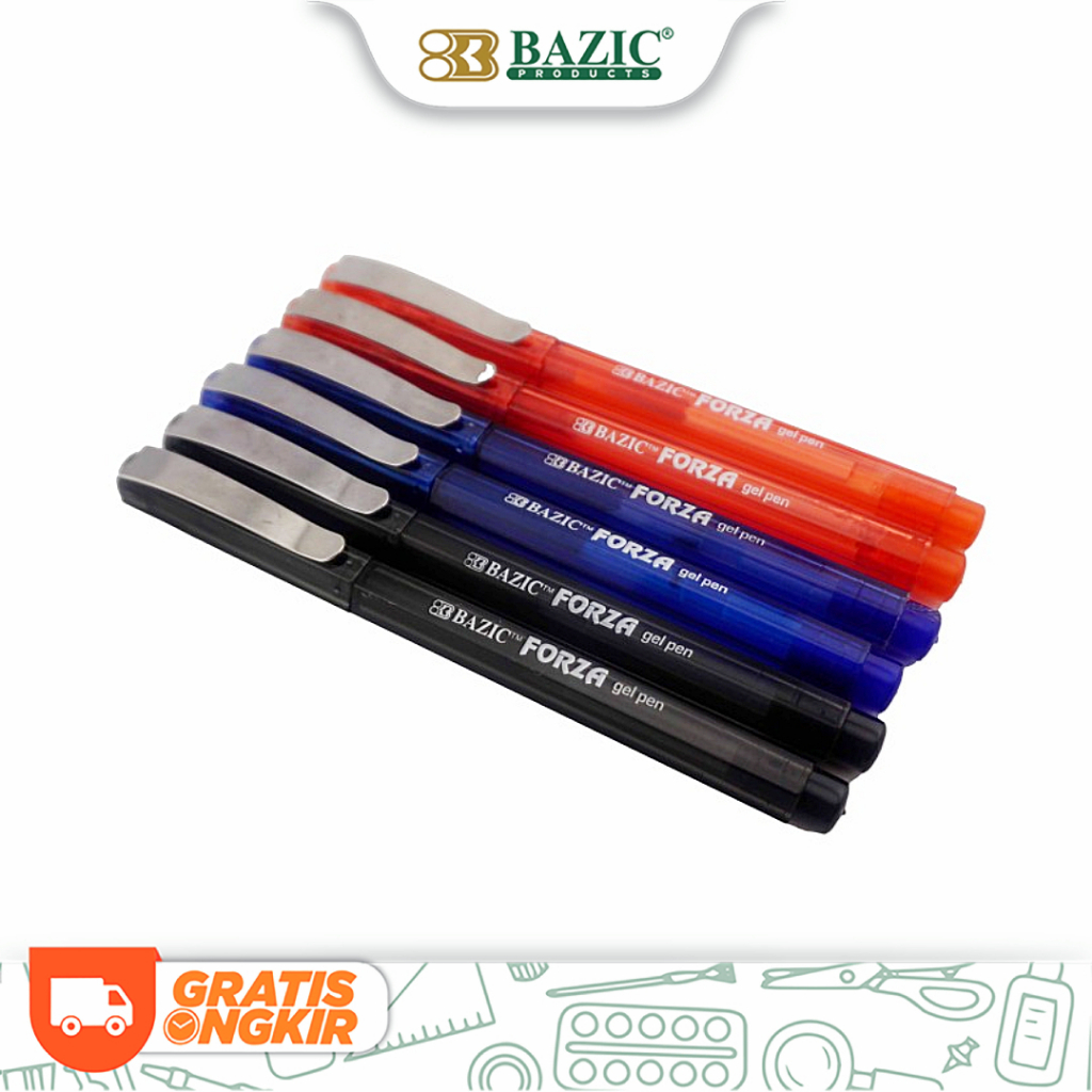 

Bazic Gel Pen Forza - Pulpen Merah, Biru, Hitam