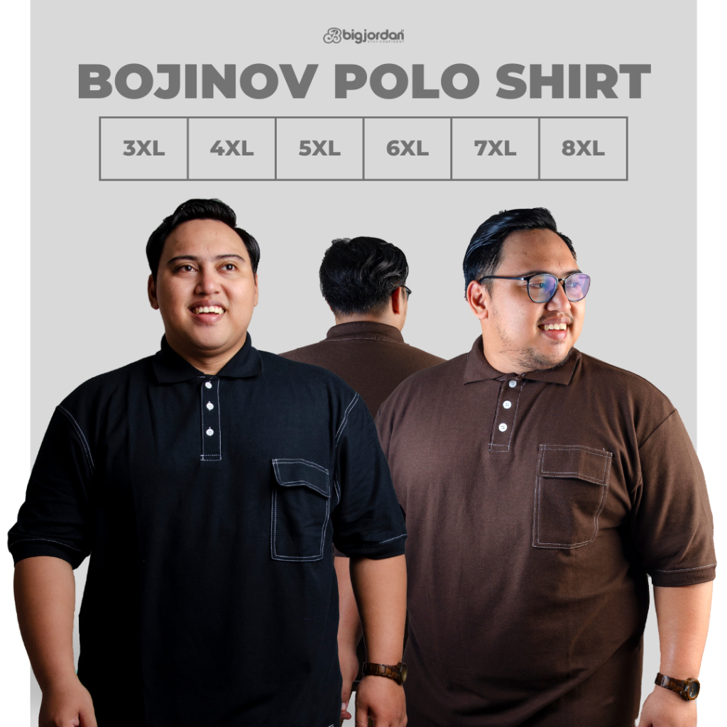 BOJINOV hitam & coklat kaos polo jumbo size original from BigJordan size 2XL-8XL