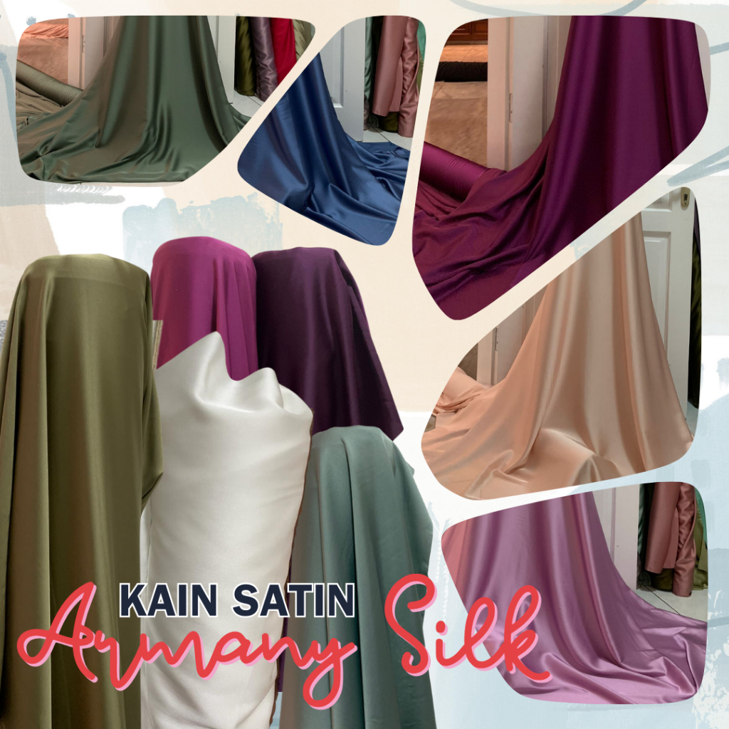 Bahan Kain Armani Armany Silk Premium Original Warna Sage Green Army Coklat Milo Broken White Ungu T