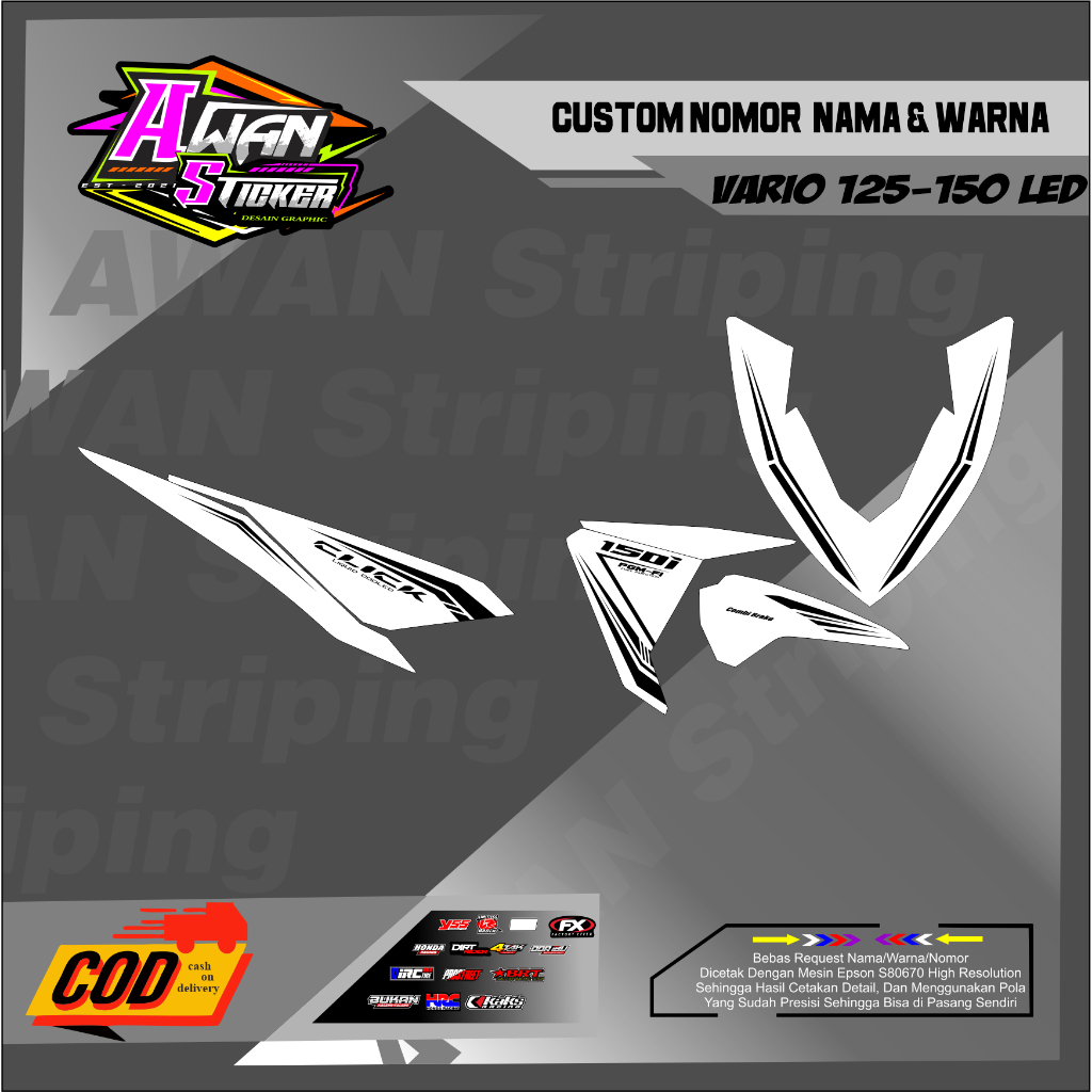 cutting Stiker Vario 125-150 Motor 2015-2017  Cutting Striping