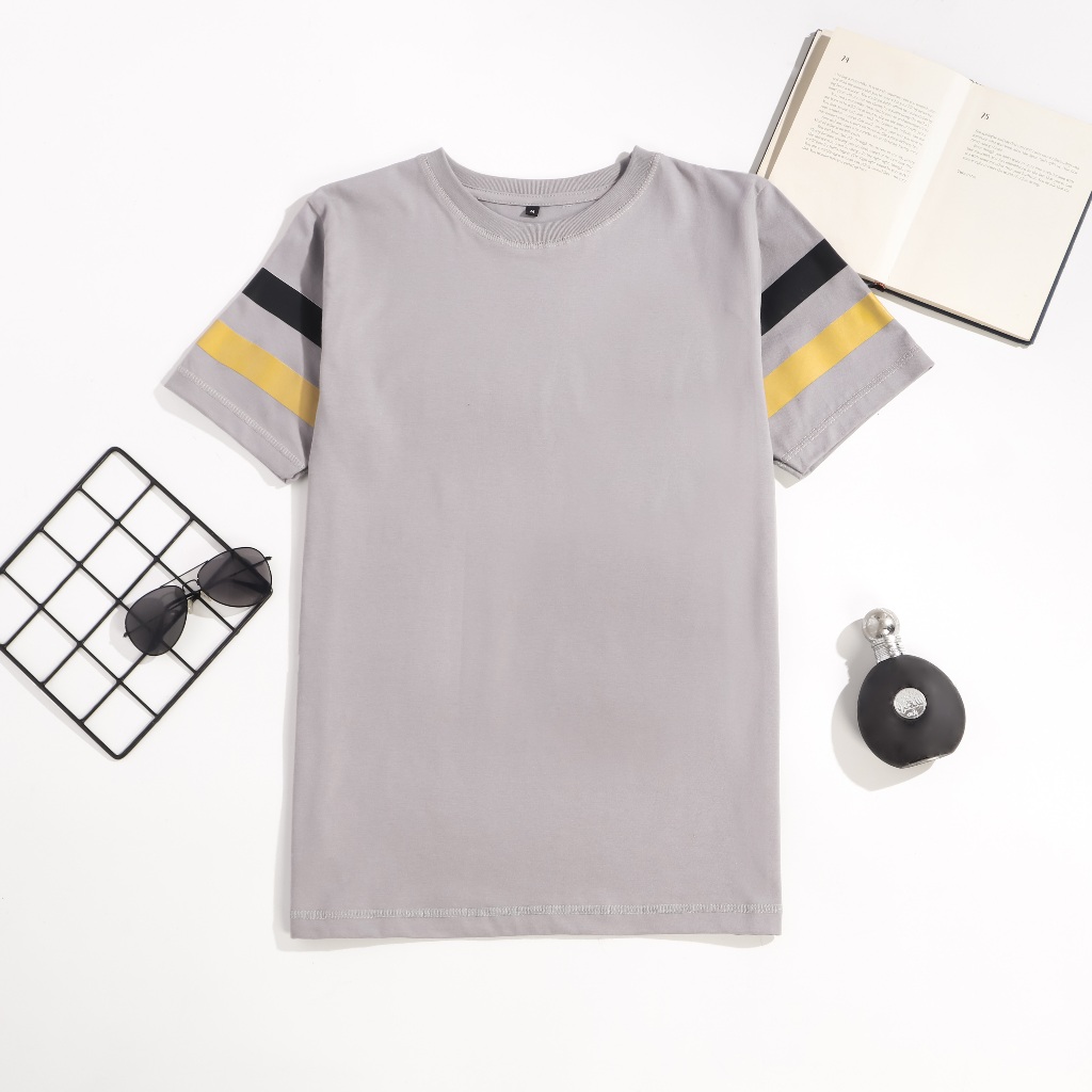 Brofash Baju Kaos Abu Abu Pria Terbaru 2024 Mewah Bahan Cotton Combed 24s/ Baju Kaos Pria Lengan Pen