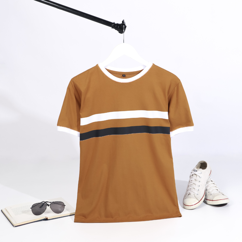 Baju Kaos Khaki Pria Terbaru 2024 Mewah Merk Brofash Cotton Combed 24s/ Baju Kaos Pria Lengan Pendek