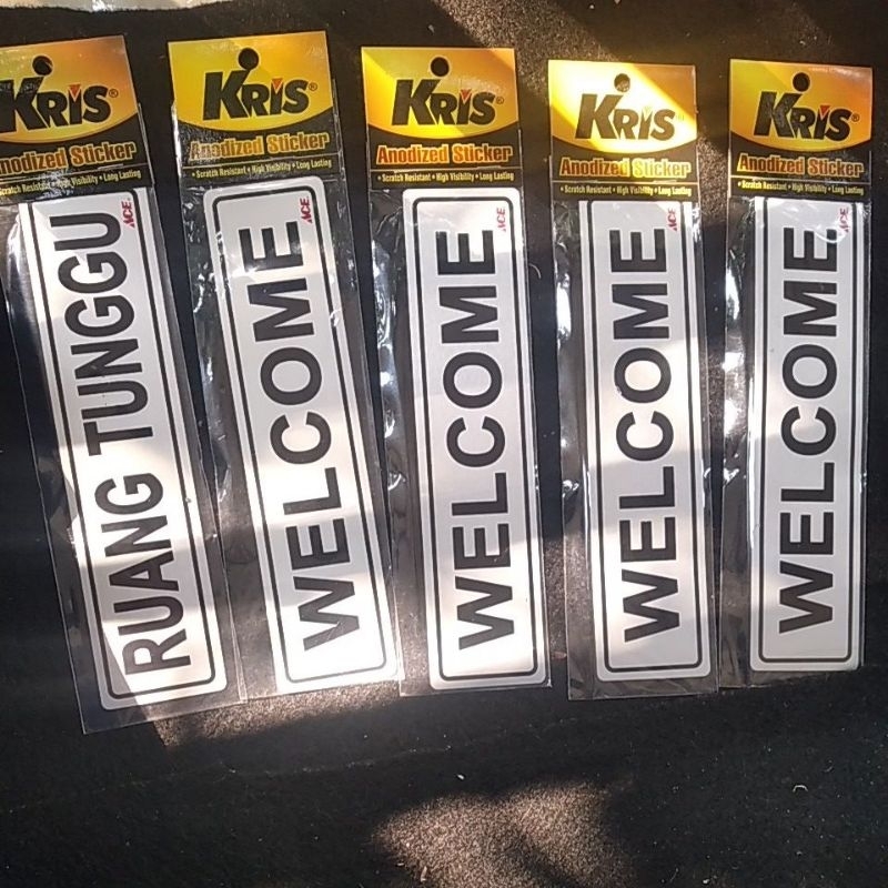

stiker sticker alumunium welcome ruang tunggu ace krisbow