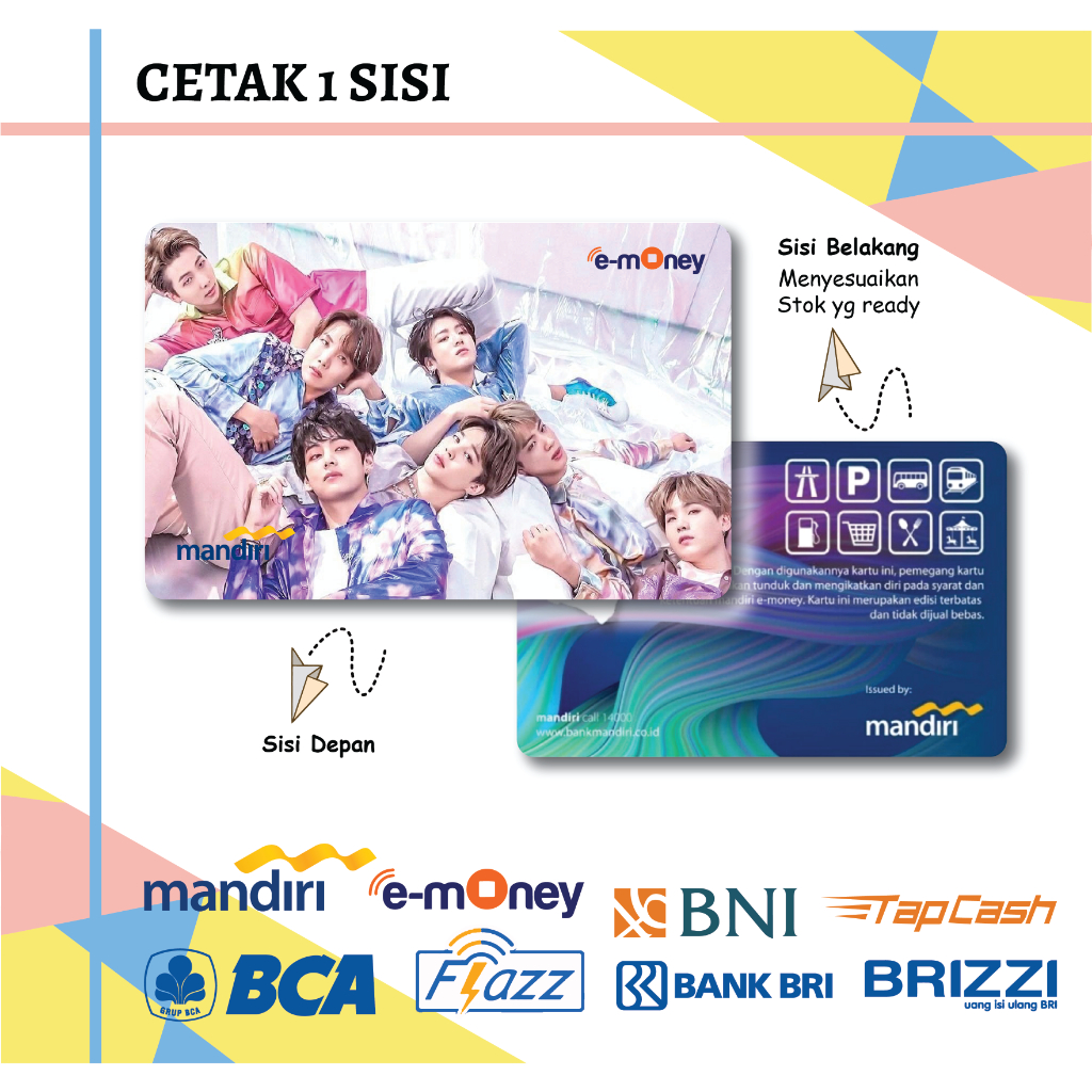 KARTU EMONEY ETOLL KPOP BTS KOOKIE ARMY KOREA E MONEY MANDIRI FLAZZ BCA GEN 2 BNI TAPCASH BRIZZI BRI