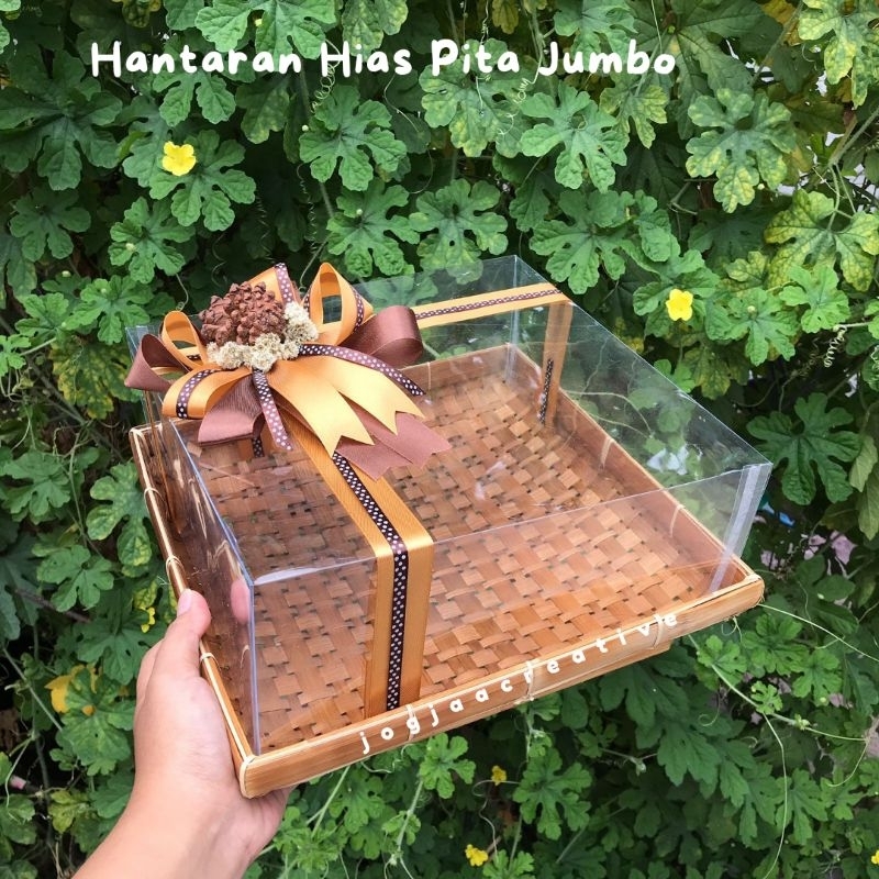 

[TERLARIS] PIRING BAMBU TUTUP MIKA FREE PITA POLKA COKLAT MODEL TERBARU/ HANTARAN BAMBU PREMIUM/ Box Hantaran Unik Box Hantaran Murah