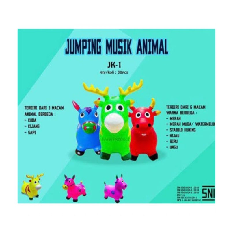 Mainan Anak Animal Jumping Karet/Mainan Anak Sapi Kuda Rusa Jumping