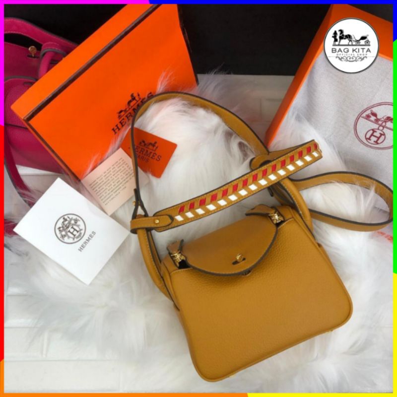 (Free Box) Tas 20262Hermes Lindy Uk20 Kuning Premium | Tas Selempang Lindy Mini / Tas Bahu Wanita