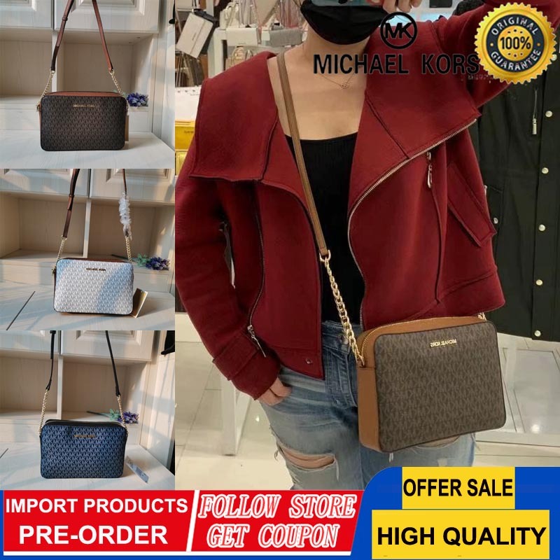 Tas persegi kecil MK Original tas selempang kotak persegi pola silang seri JETSET baru