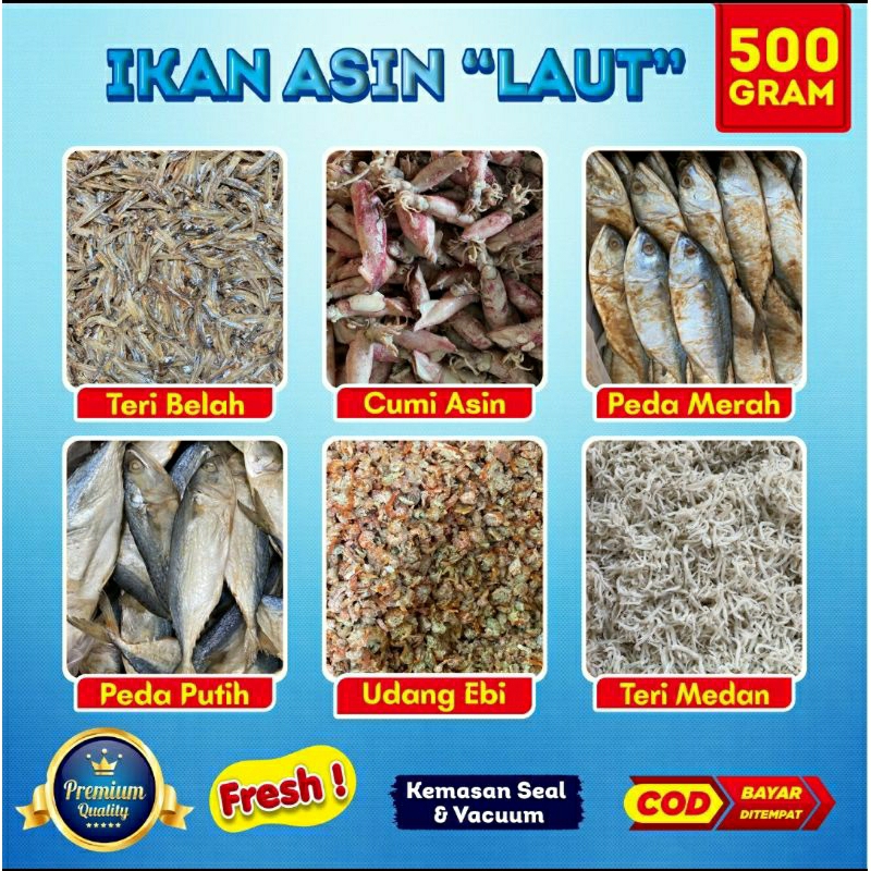 

IKAN ASIN l TERI l BABY CUMI l UDANG EBI l IKAN PEDA l IKAN GABUS l JAMBAL l REBON (500 GRAM)