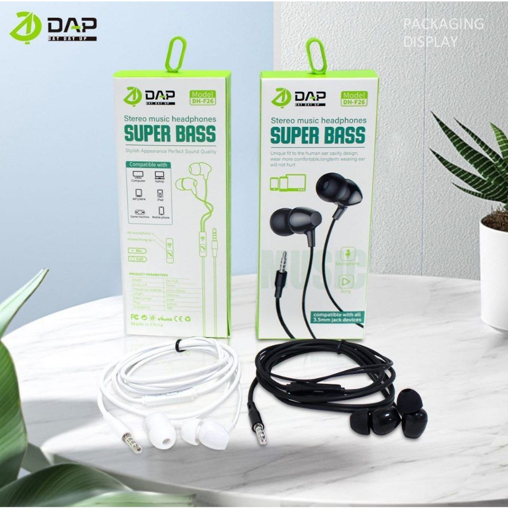 HEADSET DAP DH-F26 | HEADSET MURAH | SUPERBASS | HANDSFREE KABEL | TERLARIS