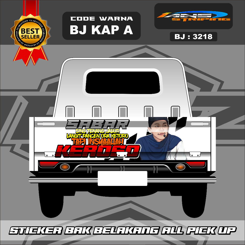 BJ 3218 -  STIKER DECAL MOBIL PICK UP BAK BELAKANG FREE CUSTOM TULISAN-STIKER DECAL PICK UP