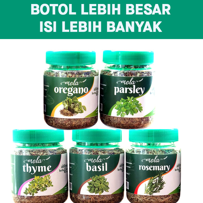 

Ready Oregano, Parsley, Thyme, Rosemary, Basil kering Buruan Beli