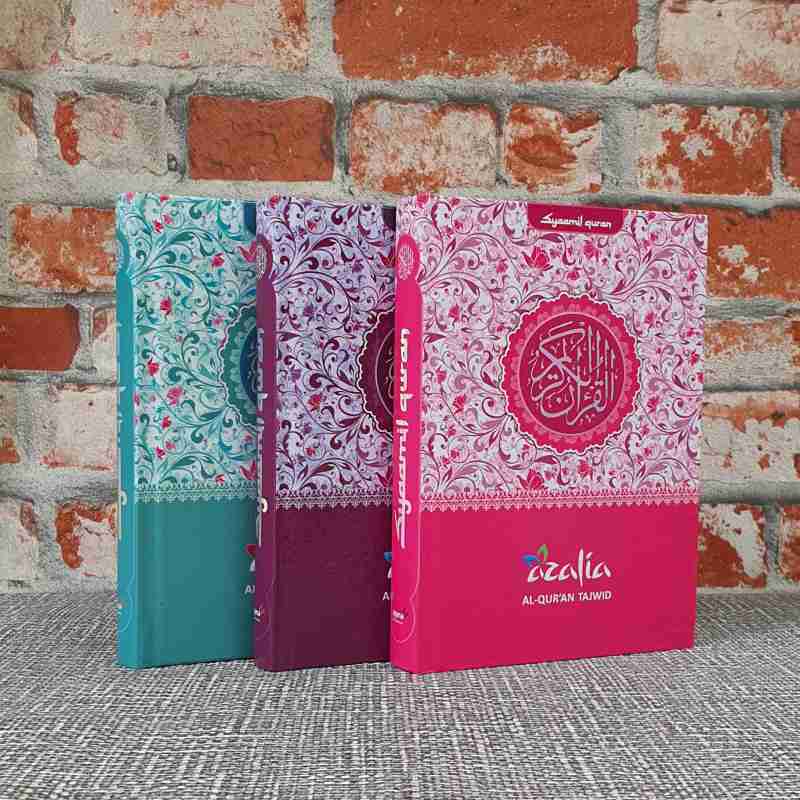 BISA CUSTOM CETAK NAMA Al Quran Azalia A5 HC PINK Syamil Quran Tajwid Terjemah Rainbow A5