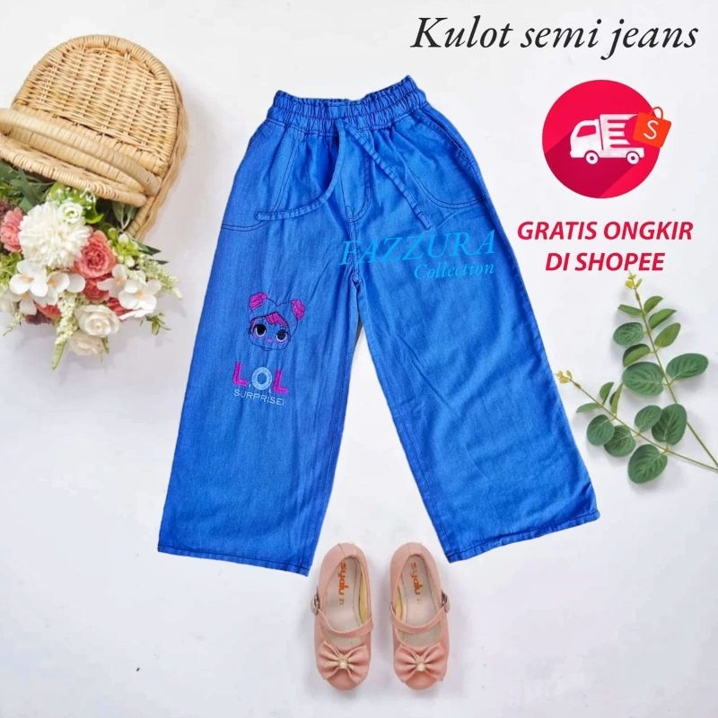 KULOT JEANS LOL ANAK USIAH 4-10 TAHUN / CELANA KULOT LOL / CELANA JEANS PANJANG / KULOT JEANS ANAK P