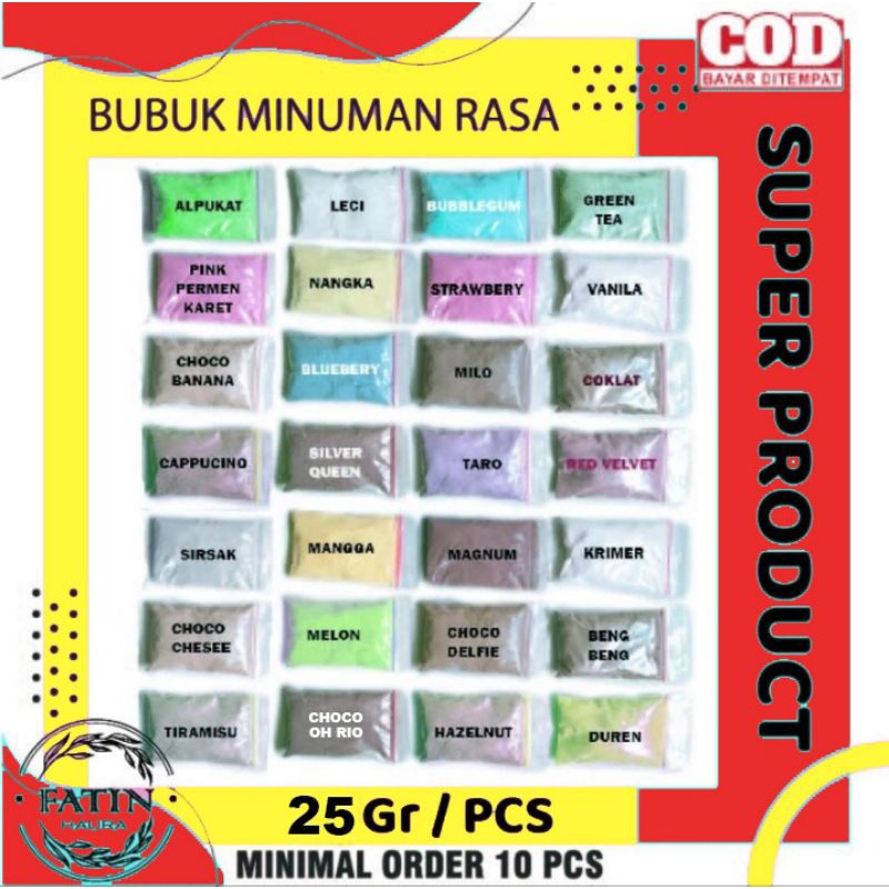 

☘️FATIN☘️PROMO BUBUK MINUMAN RASA 25 GR/ SERBUK MINUMAN ANEKA RASA/ BUBUK MINUMAN KEKINIAN/ POWDER DRINK