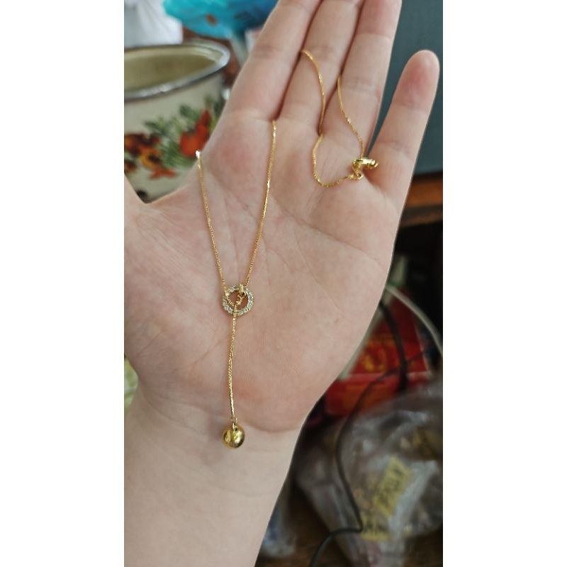 kalung koye italy bunga kembang ring bulat emas asli 700 70% 16K