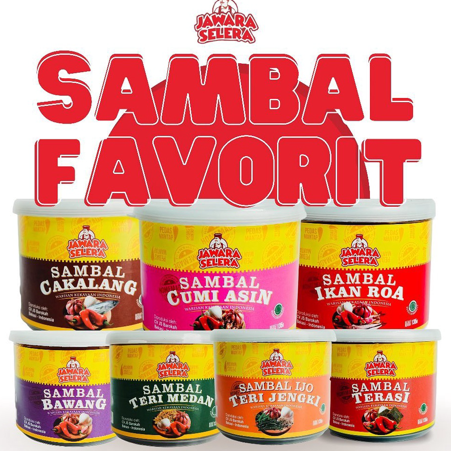 

Terbatas Sambal Sambel / Sambal Cumi Asin / Sambel Roa / Sambal Teri Medan / Sambel Bawang / Cakalang / Terasi / Jengki Laris