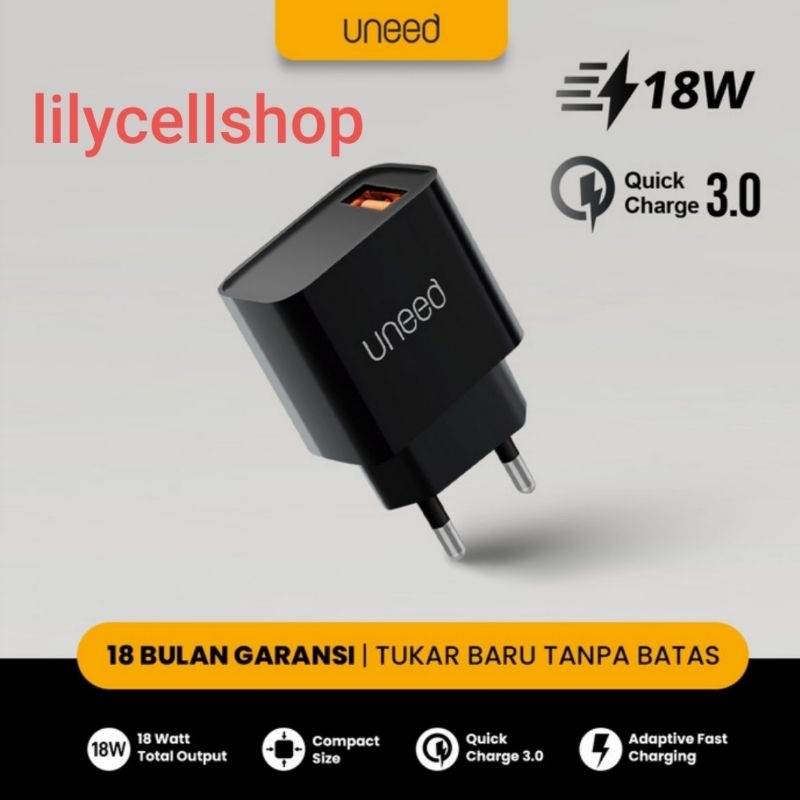 Uneed QuickPlug Wall Charger Quick Charge 3.0 Max 18Watt - UCH411