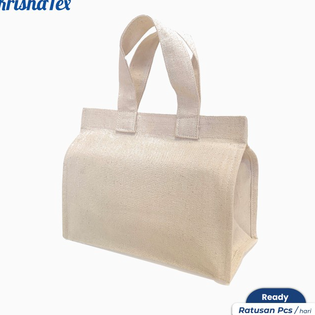 

QPCM7452 Terbaru 3.3 Tas Hampers Jinjing Kanvas Natural Kecil - Tas Bekal Lunch Bag Hamper