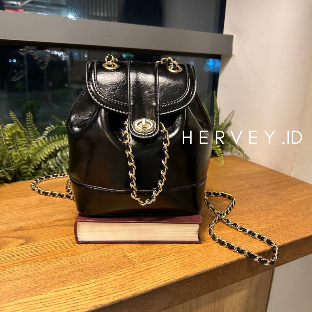 HERVEY -  KOREAN BACKPACK CARDINAL RED VEGAN LEATHER PREMIUM TAS BACKPACK KULIT TAS JINJING KOREA TA