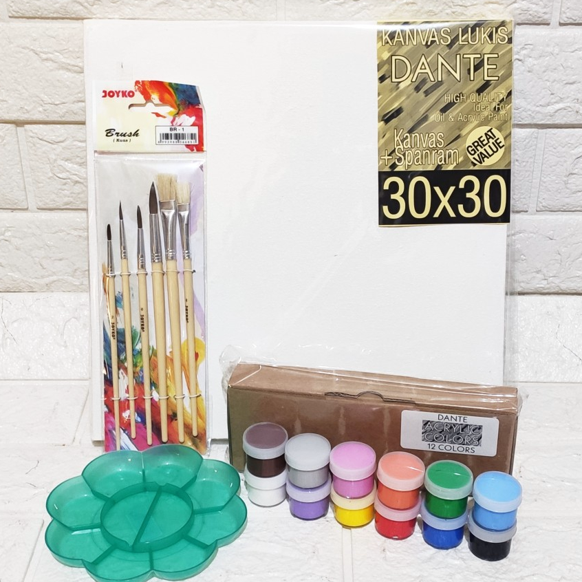 

Ready PAKET MELUKIS SET Kanvas 30x30 Kuas Palet