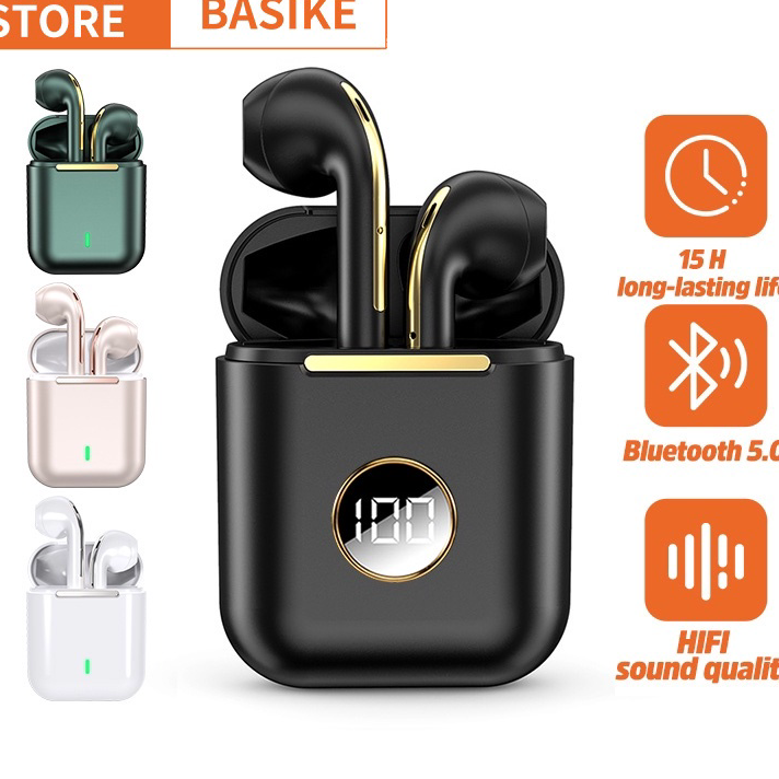 Diskon Basike Headset Gaming TWS Bluetooth TW11 TW90 Earphones Noise Cancelling With Mic Wireless Ea