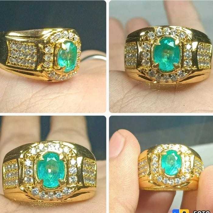 Cincin batu zambrud colombia mewah & elegan