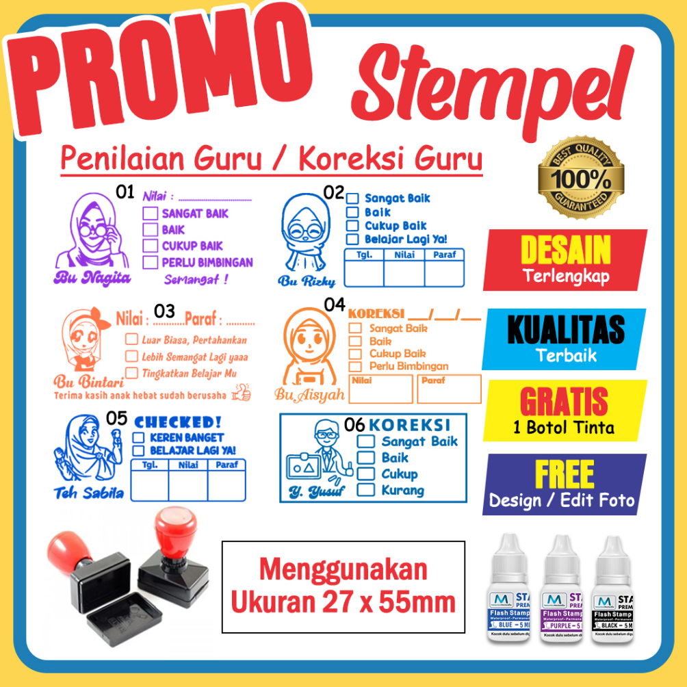 2.2 FLASH SALE STEMPEL NILAI GURU REWARD MURAH / CETAK STEMPEL CHECKED PENILAIAN GURU TK SD PAUD ANA