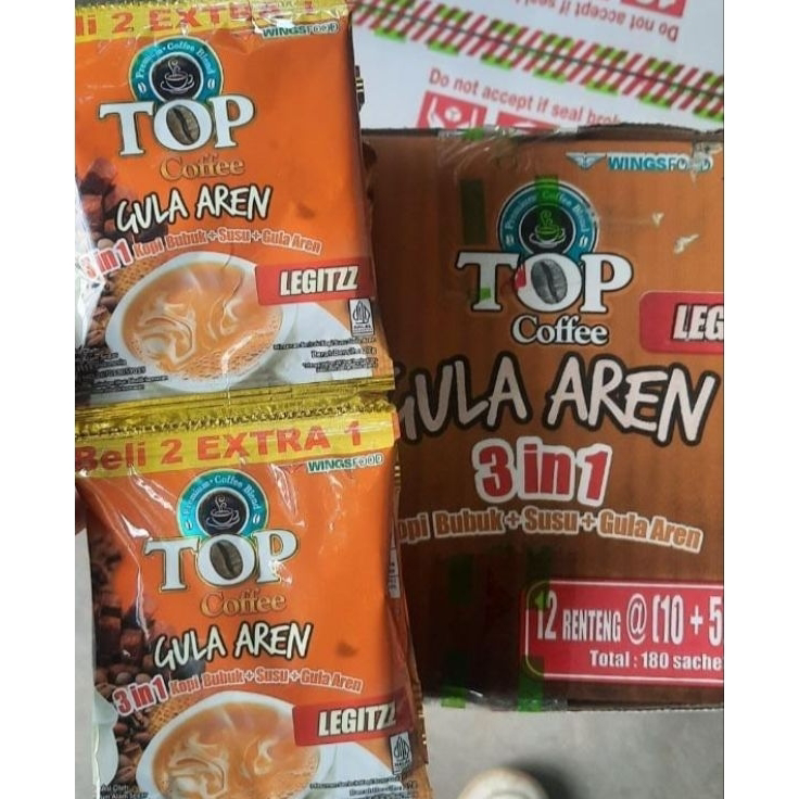 

Terbatas Top Coffee Gula aren Legitz Varian baru 1renceng isi 15 Sachet Kopi Hitz