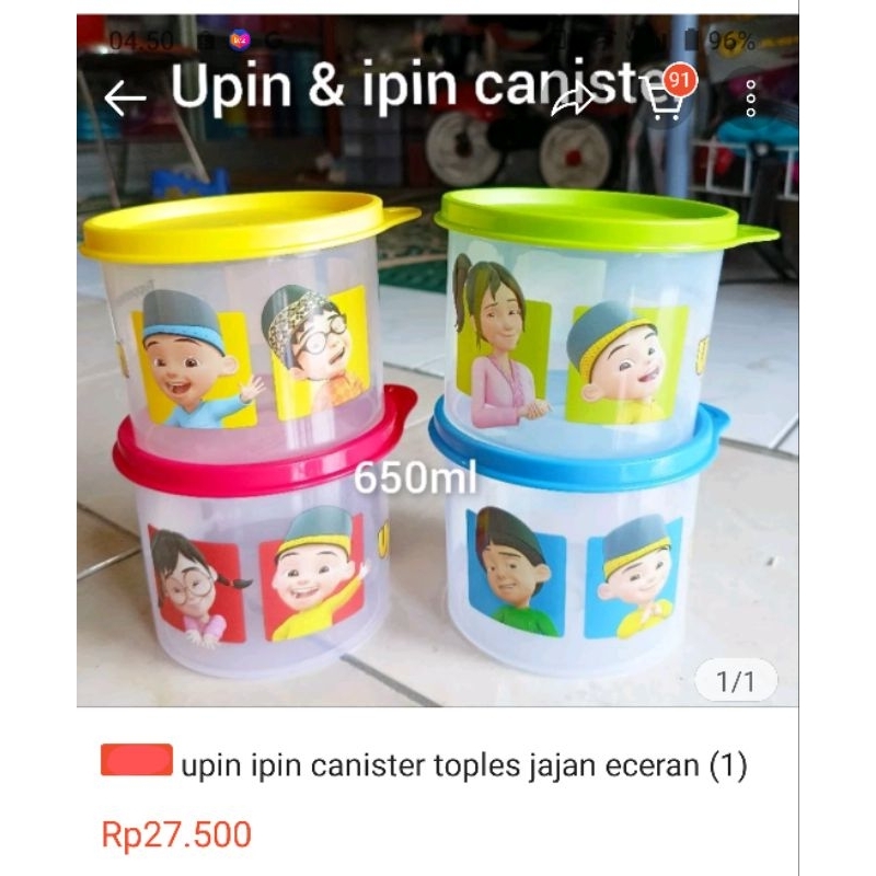 Tupperware canister Upin ipin
