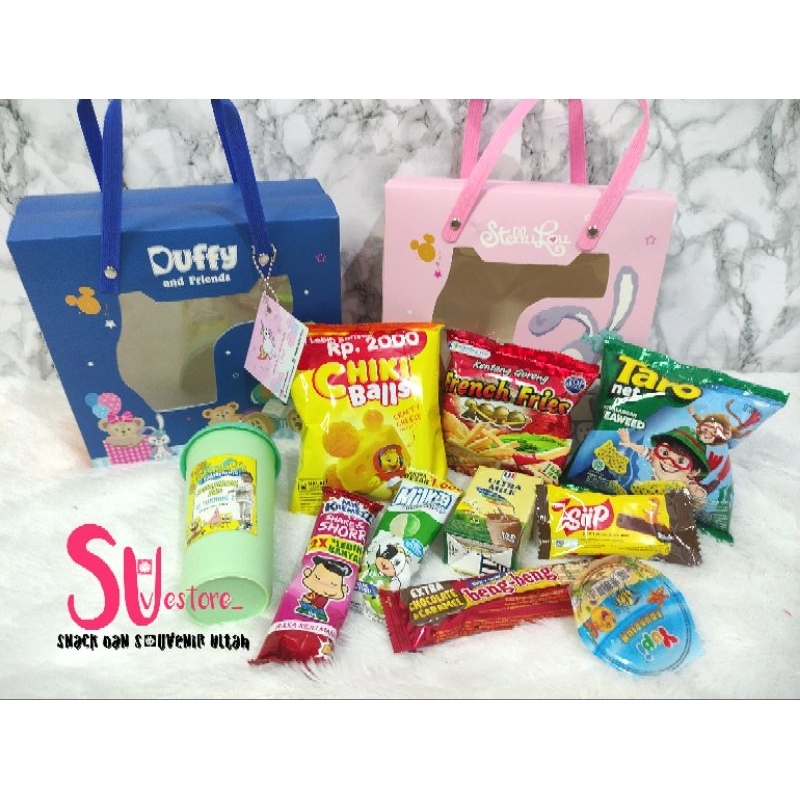 

Paket Box Stella Lou || Snack ultah gift Box Paper || Paket snack kekinian || Parcel surabaya