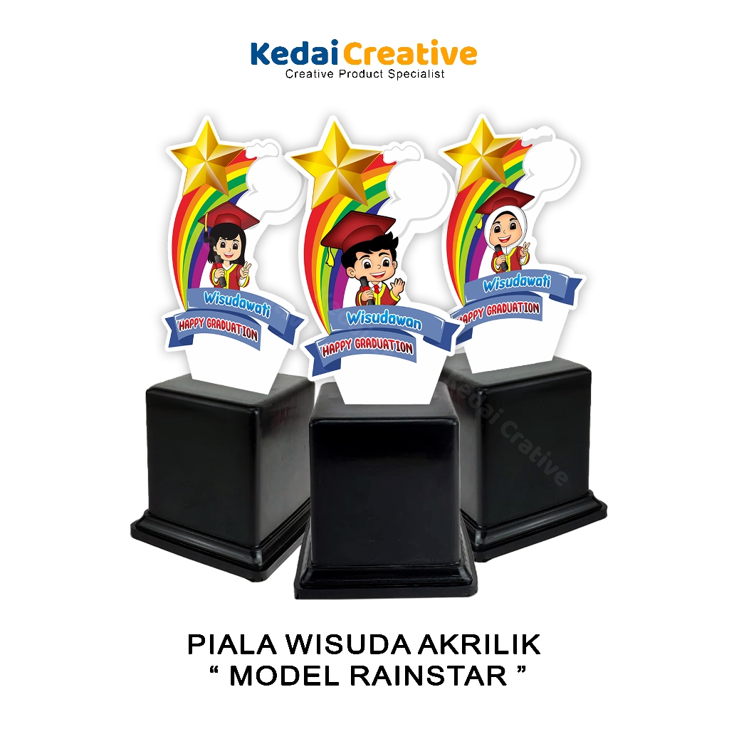 Piala Plakat Cinderamata Gift Wisuda Akrilik Anak TAPOS / PAUD / RA /  TK - RAINSTAR NON LOGO