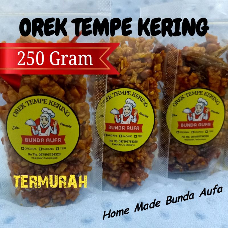 

Kering Tempe / Orek Tempe 250 Gram Tanpa Bahan Pengawet Bunda Aufa