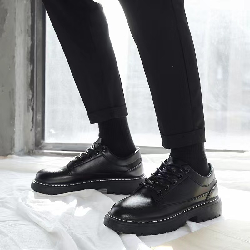 Sepatu Pantofel Pria Tali Full Hitam Anti Slip Sepatu Docmart Original Brand Lokal Kualitas Terbaik