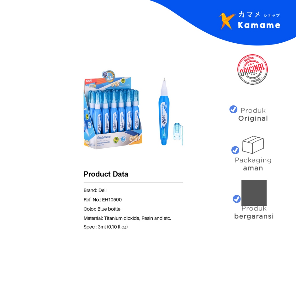 

Deli School Correction Fluid Blue - 3ml/0.10 fl oz EH10590 - Kamame