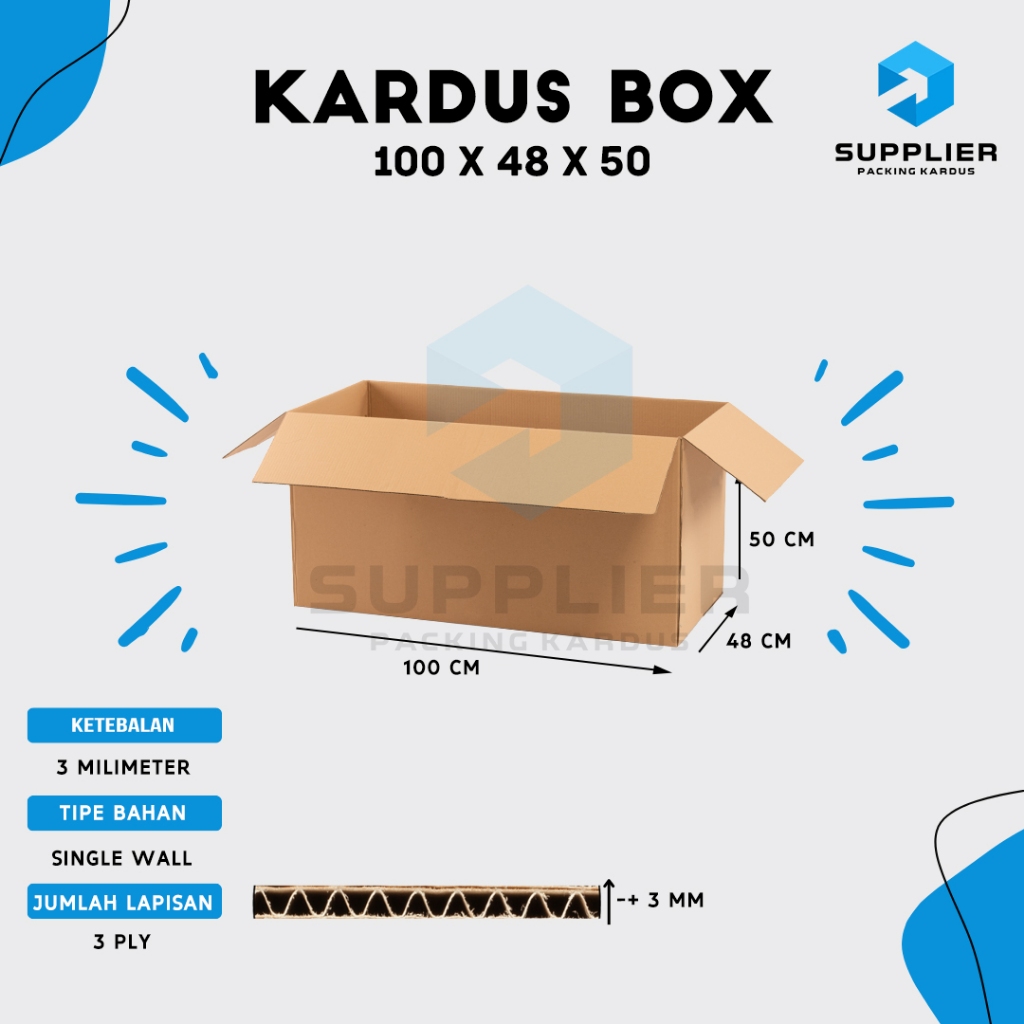 

Kardus Karton Box Pindahan, SINGLEWALL 100x48x50, Box Polos