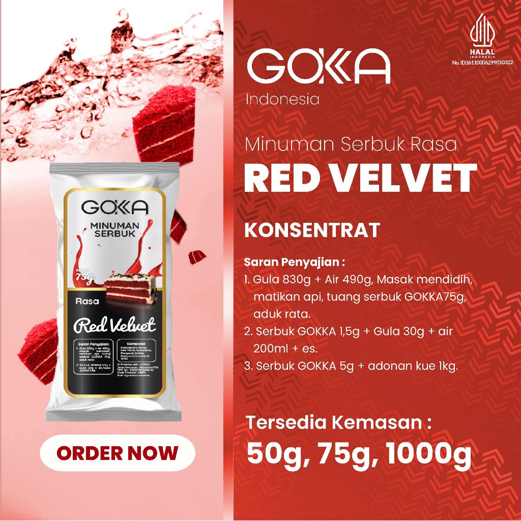 

Powder Drink / Minuman Bubuk Gokka Rasa Red Velvet Kemasan 50gr