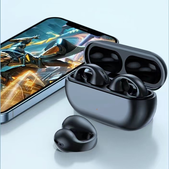 9COD)100% Ori Earphone klip Telinga Nirkabel Bluetooth Headset HiFi Stereo in-Ear Noise Reduc Earbud Dengan Mic