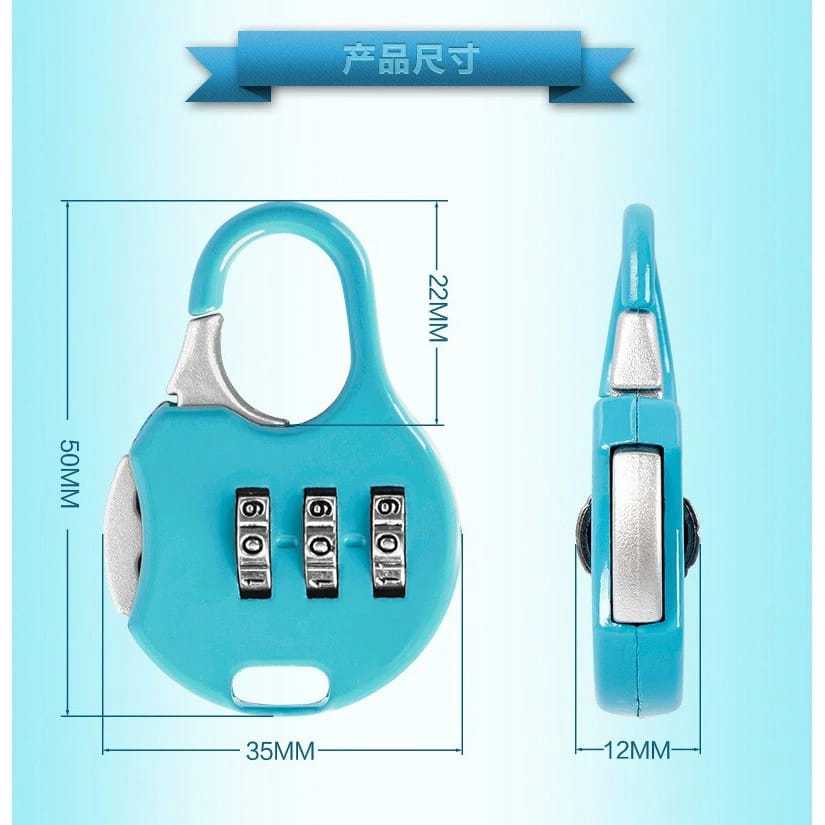 Padlock 3 Angka Gembok Gembok Koper Angka 3 Digit Suitcase Password Safety Lock