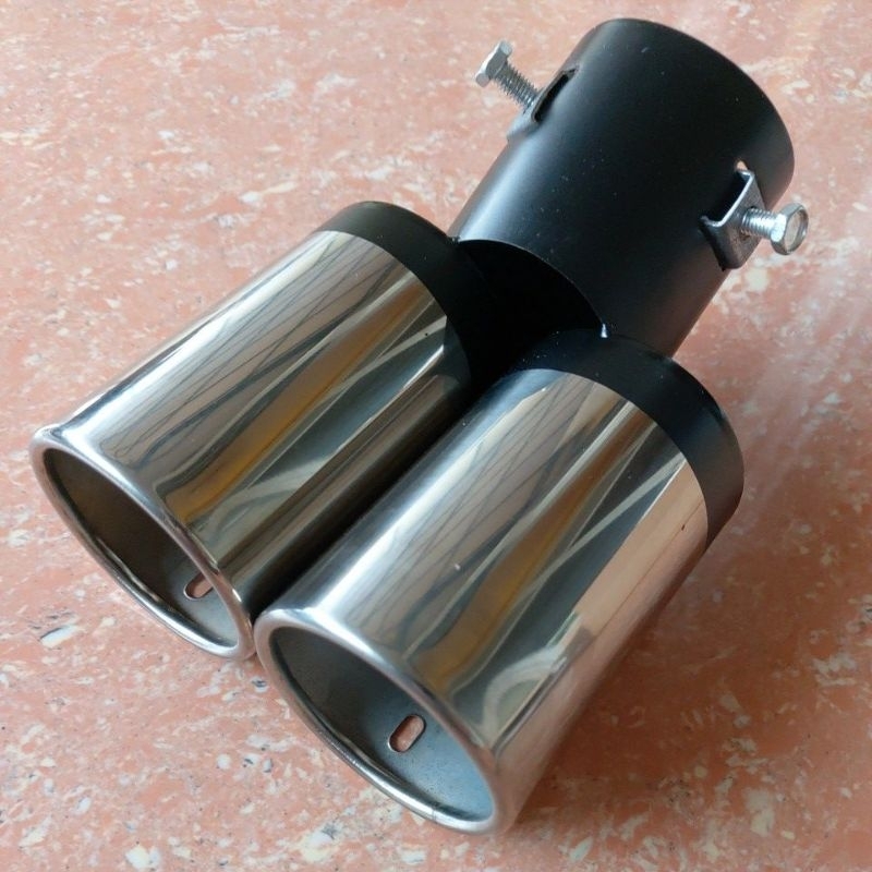buntut ujung knalpot mobil muffler variasi model 2 corong stenlis chrome crome