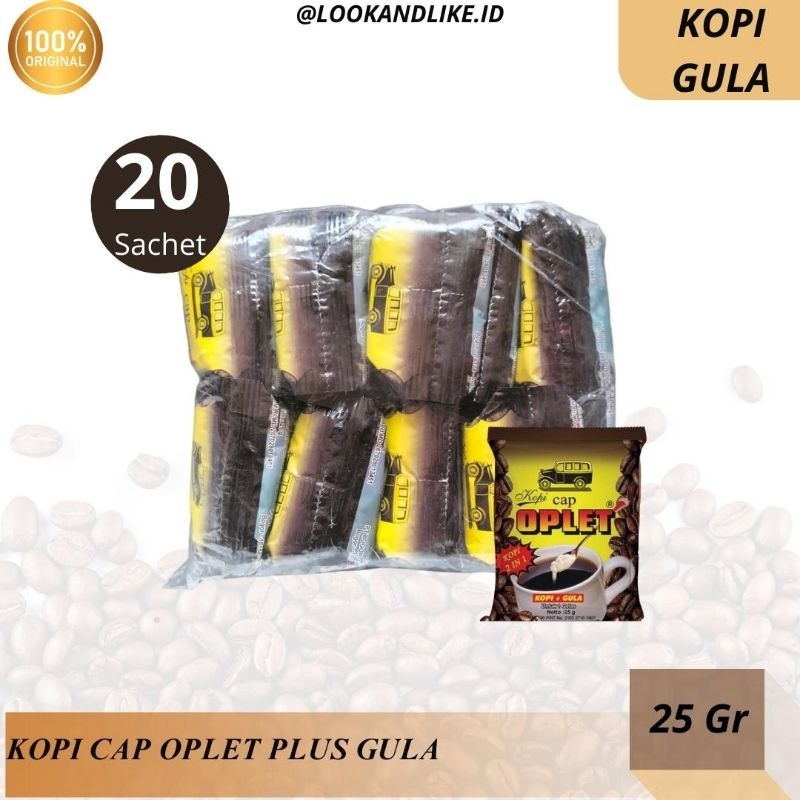 

Kopi Gula Cap Oplet 1 Pack Isi 20 Bks X 25 gram Halal, Kopi Legendaris khas kota bogor