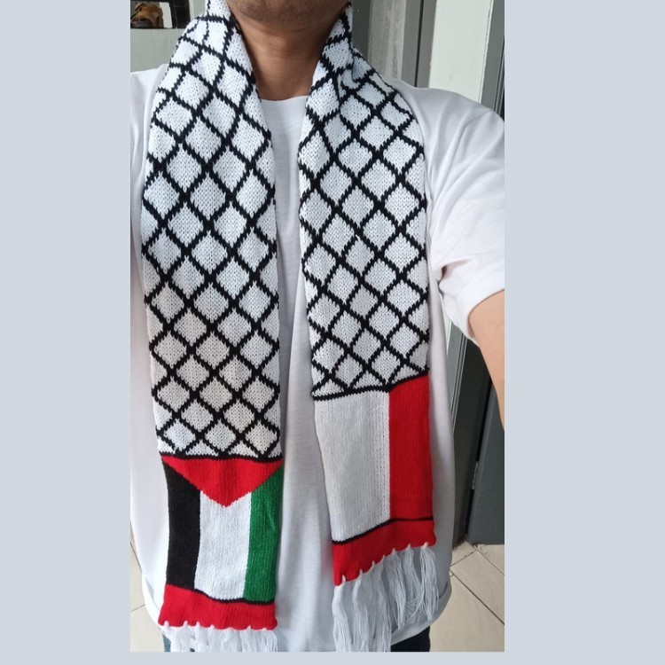 SYAL PRIA PALESTINA RAJUT TEBAL / syal pria wanita palestina