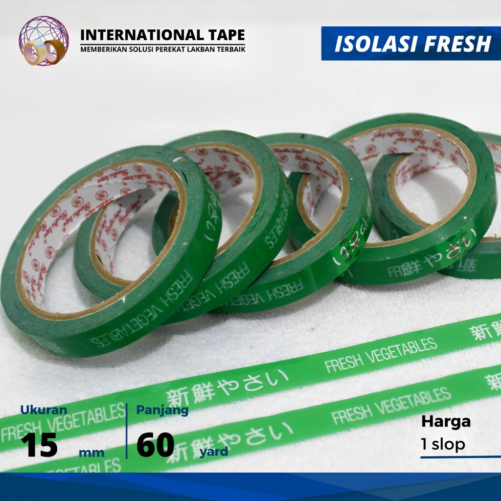 

ISOLASI FRESH VEGETABLES BODHI TAPE 15mm x 60yard (50meter) "PER ROLL