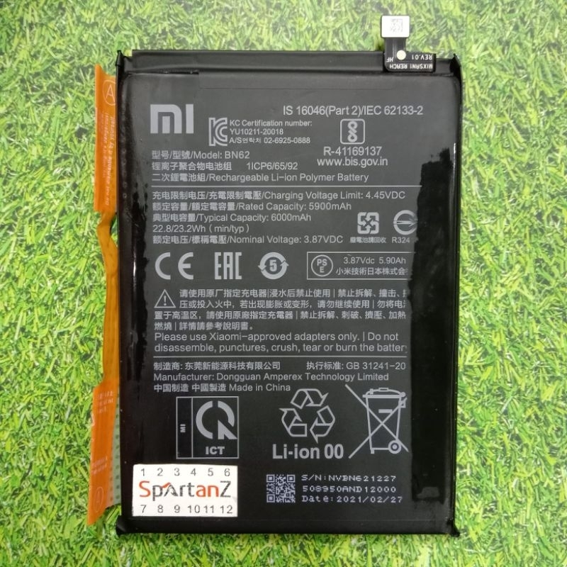 Baterai Batre Battery BN62 Xiaomi Redmi 9T / Poco M3 BN62 Ori Copotan