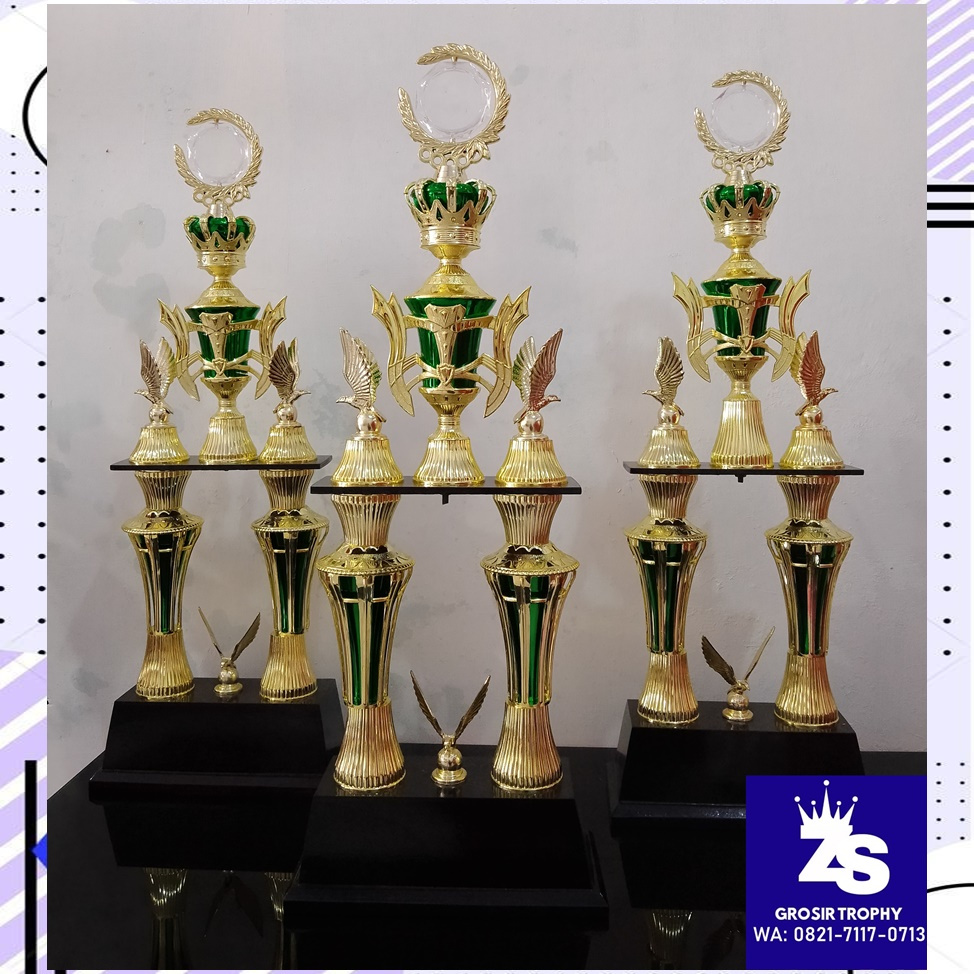 PIALA SET TROPHY MURAH KAKI 2 KAYU KAKI 2 KAYU BODY GARIS 1X (BODY WING / MID MAHKOTA